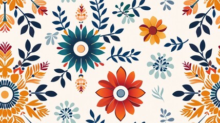 Seamless pattern colorful mandala with vibrant hues, white background