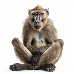 Obraz premium portrait of a baboon. Monkey sitting in front of a white background. Isolated.