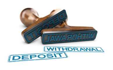 Deposit vs withdrawal, banking concept.