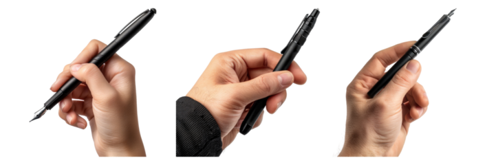 Set of Hand holding pen isolated on transparent background
