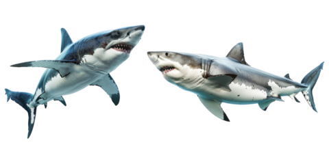 Set of huge shark isolated on transparent background