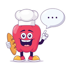 Baker red bell pepper cartoon mascot character