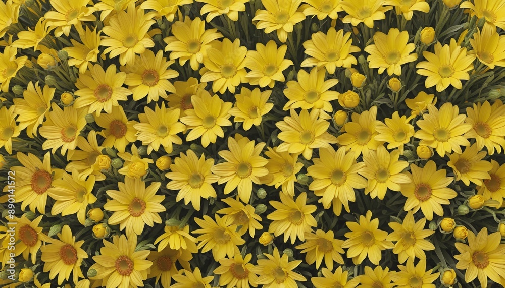 Wall mural wall of bright yellow flowers background wall paper