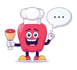 Butcher red bell pepper cartoon mascot character