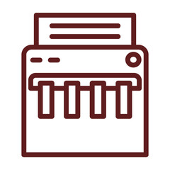 Paper Shredder Vector Line Maroon Icon Design