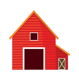 Farm barn icon on white background. Cartoon style. Vector illustration in flat style.