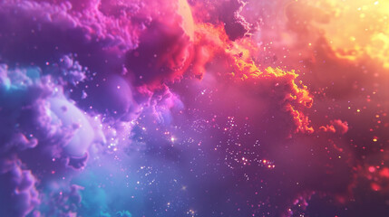 Naklejka premium Colorful galaxy cloud with a mix of bright hues and starry night elements, perfect for astronomy enthusiasts.