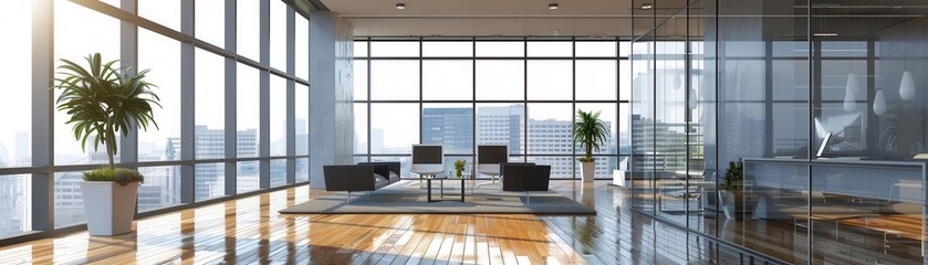 Foresight in business, inspirational drive, radiant office space