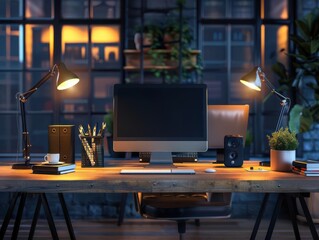 Foresight and inspiration, business drive, illuminated workspace