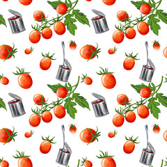 Tomatoes and it Conservation illustration for seamless pattern
