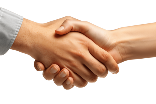 Close-Up of Two Hands Shaking on Transparent Background