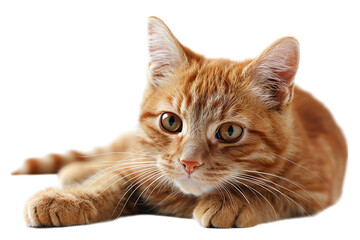 Cute Ginger Cat Lying on a Transparent Background