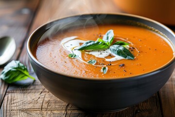 Creamy Tomato Soup with Fresh Basil
