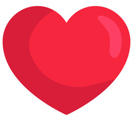 Red heart isolated on white background.