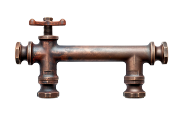A Rustic Bronze Water Valve, Ready to Flow on a Clear PNG or White Background.