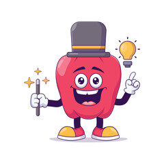 Magician red bell pepper cartoon mascot character