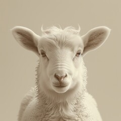 Obraz premium White Lamb Looking Directly at Camera
