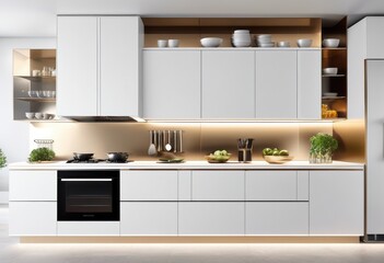 elegant kitchen cabinet shelves white background, decor, interior, design, home, storage, organization, modern, style, display, showcase, contemporary