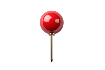 A Singular Red Pushpin Stands Tall Against a White Background on a Clear PNG or White Background.