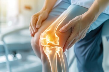 Osteoarthritis Concept with Highlighted Knee Joint in Pain