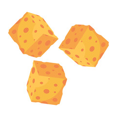 Cartoon cheese types mozzarella, parmesan, Cheese slice illustration