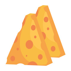 Cartoon cheese types mozzarella, parmesan, Cheese slice illustration