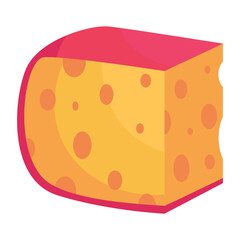 Cartoon cheese types mozzarella, parmesan, Cheese slice illustration
