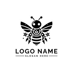 bee mascot robot cartoon logo vector