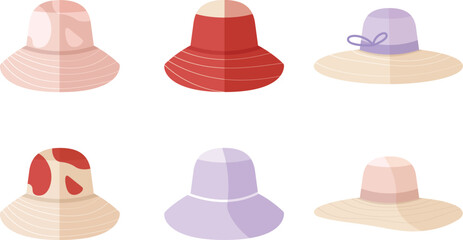 Isolated set of color summer hats