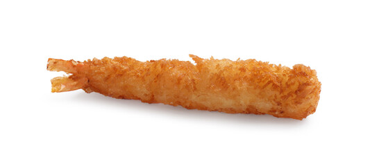 One tasty fried shrimp isolated on white