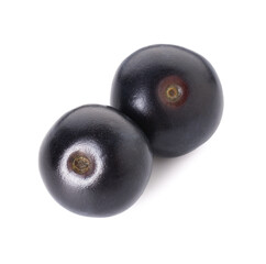 Fresh ripe acai berries isolated on white, top view