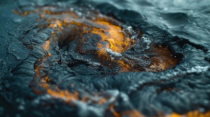 Abstract close-up of liquid molten lava and flowing volcanic rock creating a mesmerizing and dynamic natural texture.