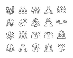 Teamwork Icons - Vector Line. Editable Stroke.