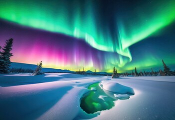 shimmering aurora illuminating stark landscape, lights, colorful, sky, nature, beauty, serene, majestic, vibrant, glowing, celestial, night, scene, peaceful,