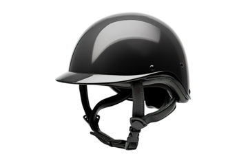 A Glossy Black Motorcycle Helmet Ready for the Open Road on a Clear PNG or White Background.