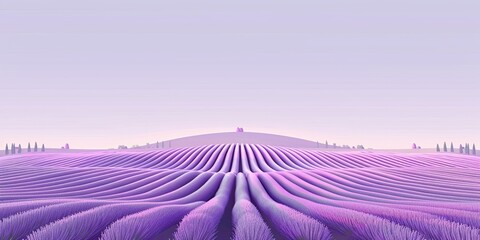 Lavender Fields Under a Soft Purple Sky