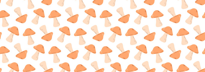 Autumn pattern. Mushrooms repeating pattern. Boletus. Fall season background.