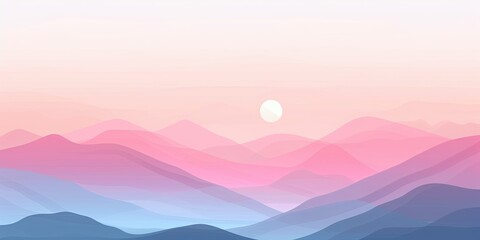 Serene Mountain Landscape at Sunrise in Pastel Hues