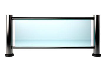 A Clear View of Possibilities: Modern Glass and Steel Barrier Against White Background on a Clear PNG or White Background.