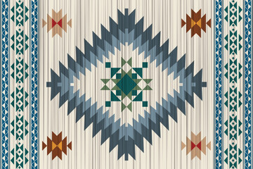 Navajo tribal vector seamless pattern. Native American ornament. Ethnic South Western decor style. Boho geometric ornament. Vector seamless pattern. Mexican blanket, rug. Woven carpet.