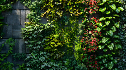 Fototapeta premium living plant wall garden for urban environments. Urban greenery, eco-friendly architecture