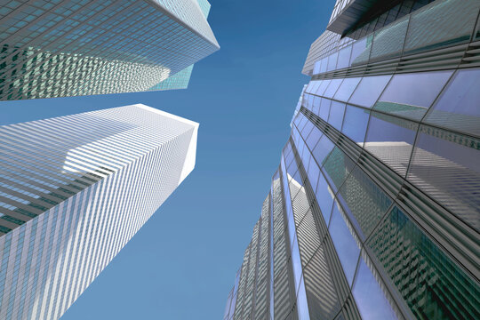 futuristic glass building with economic cooperation