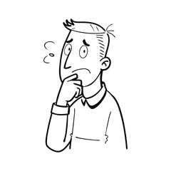 A man is confused and thinking doodle vector illustration