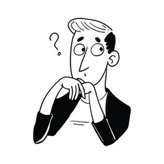 A man is confused and thinking doodle vector illustration