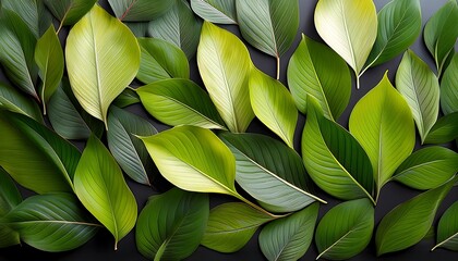 Obraz premium A lush green background filled with close-up foliage in various textures and shapes