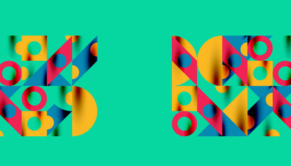 Colorful triangles circles square geometric design. Abstract background for wallpaper, banner, backdrop, card, book Illustration, landing page