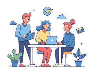 Business meeting flat people on presentation conference ilustration team seminar vector concept.