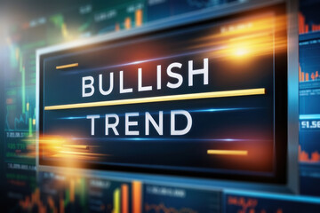 Obraz premium Bullish trend in the stock market. Rising arrow on the background of financial graphs and charts. Concept of growth, profit and success in investing