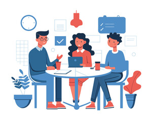 flat design, Business team meeting in office concept business team discussing ideas for startup