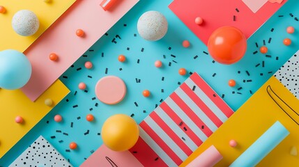 Obraz premium Colorful Geometric Shapes On Blue Background